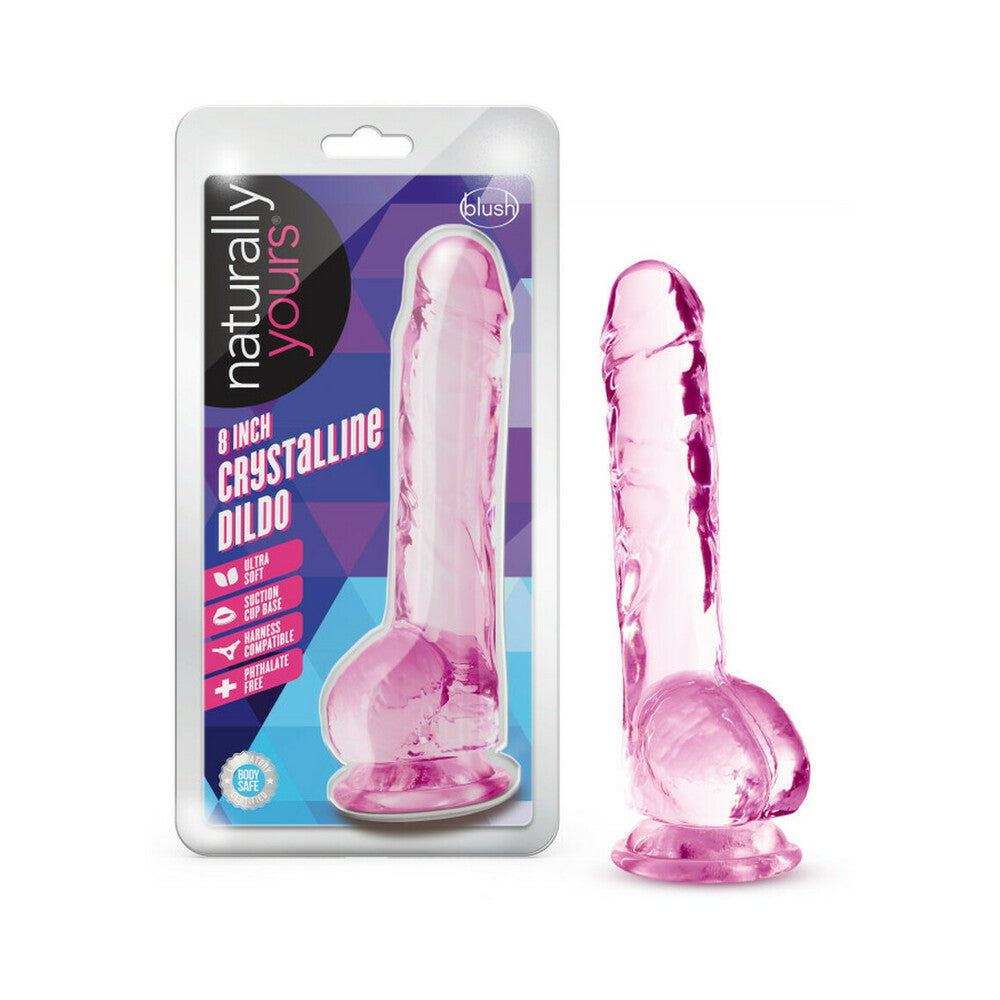 Naturally Yours Crystalline Dildo 8 In. Rose