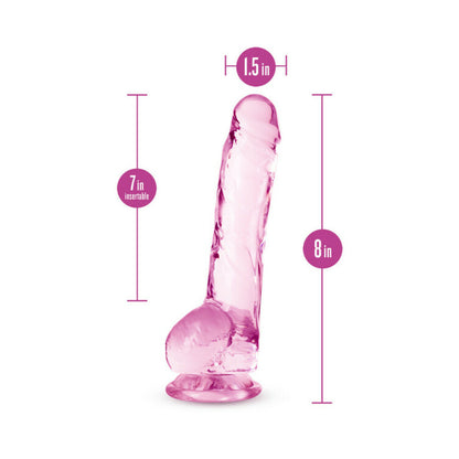 Naturally Yours Crystalline Dildo 8 In. Rose