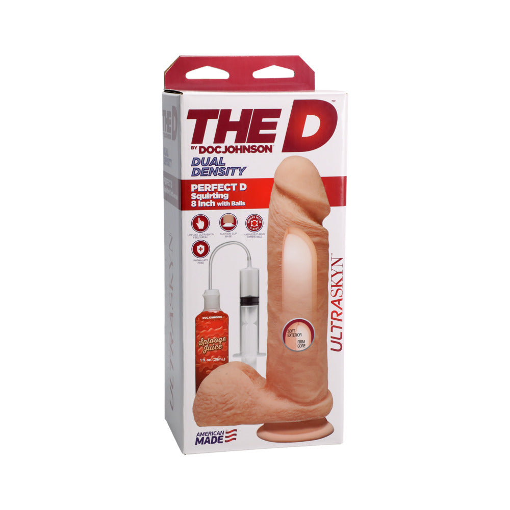 The D Perfect D Squirting 8 In. With Balls Ultraskyn Vanilla