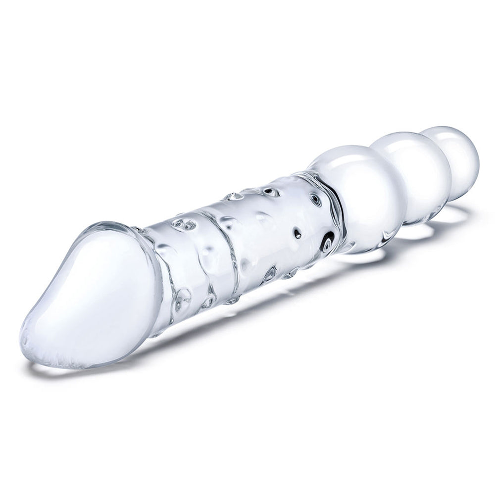 Glas Double Ended Glass Dildo With Anal Beads 12 In