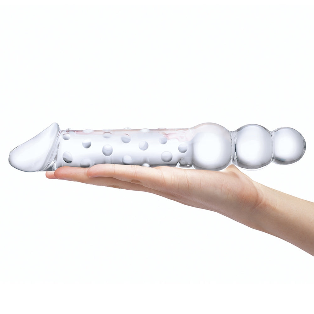 Glas Double-ended Glass Dildo With Anal Beads 12 In.