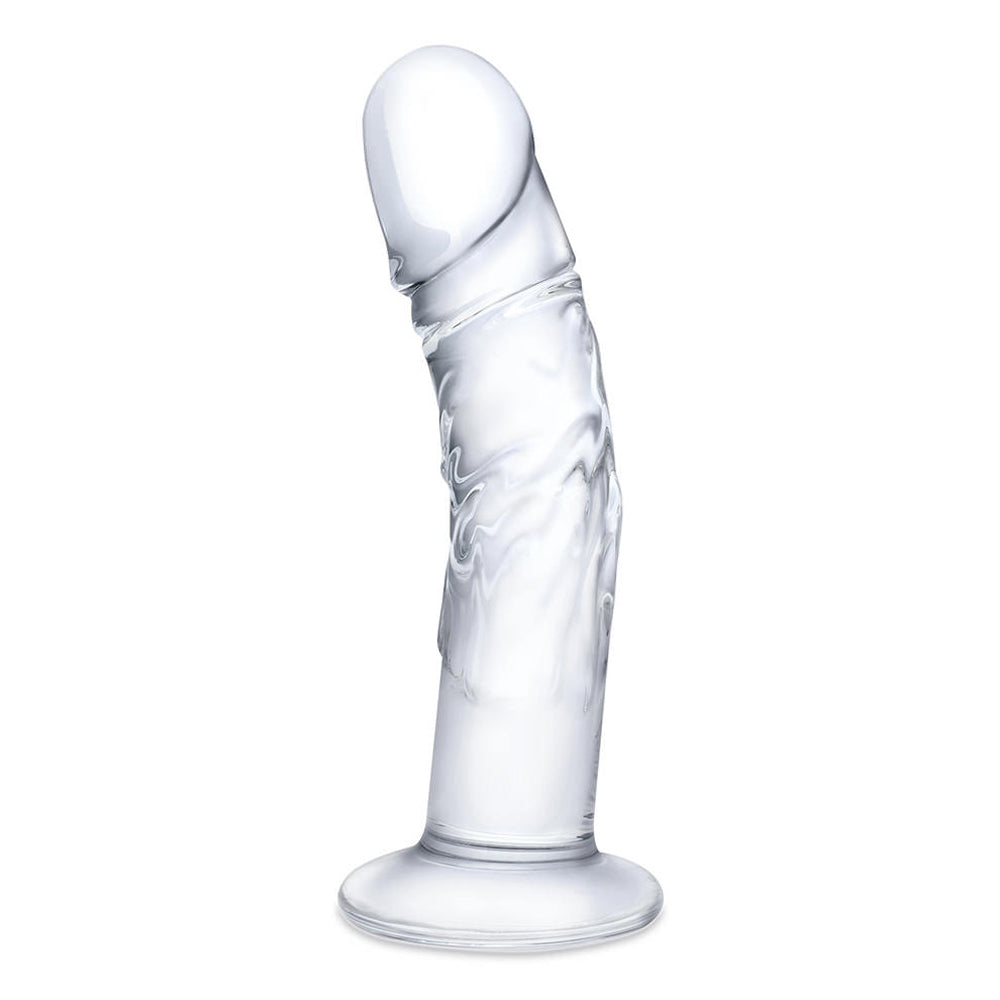 Glas Curved Realistic Glass Dildo With Veins 7 In