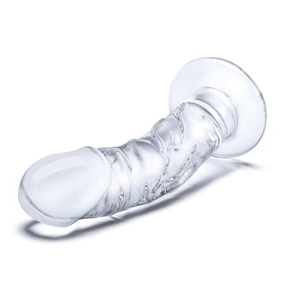 Glas Curved Realistic Glass Dildo With Veins 7 In.