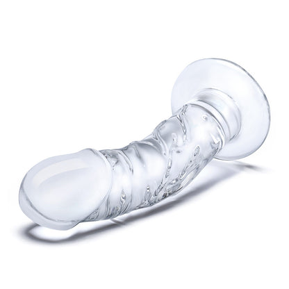 Glas Curved Realistic Glass Dildo With Veins 7 In.