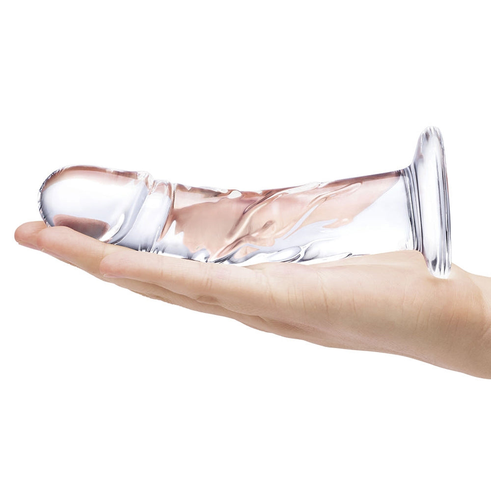 Glas Curved Realistic Glass Dildo With Veins 7 In