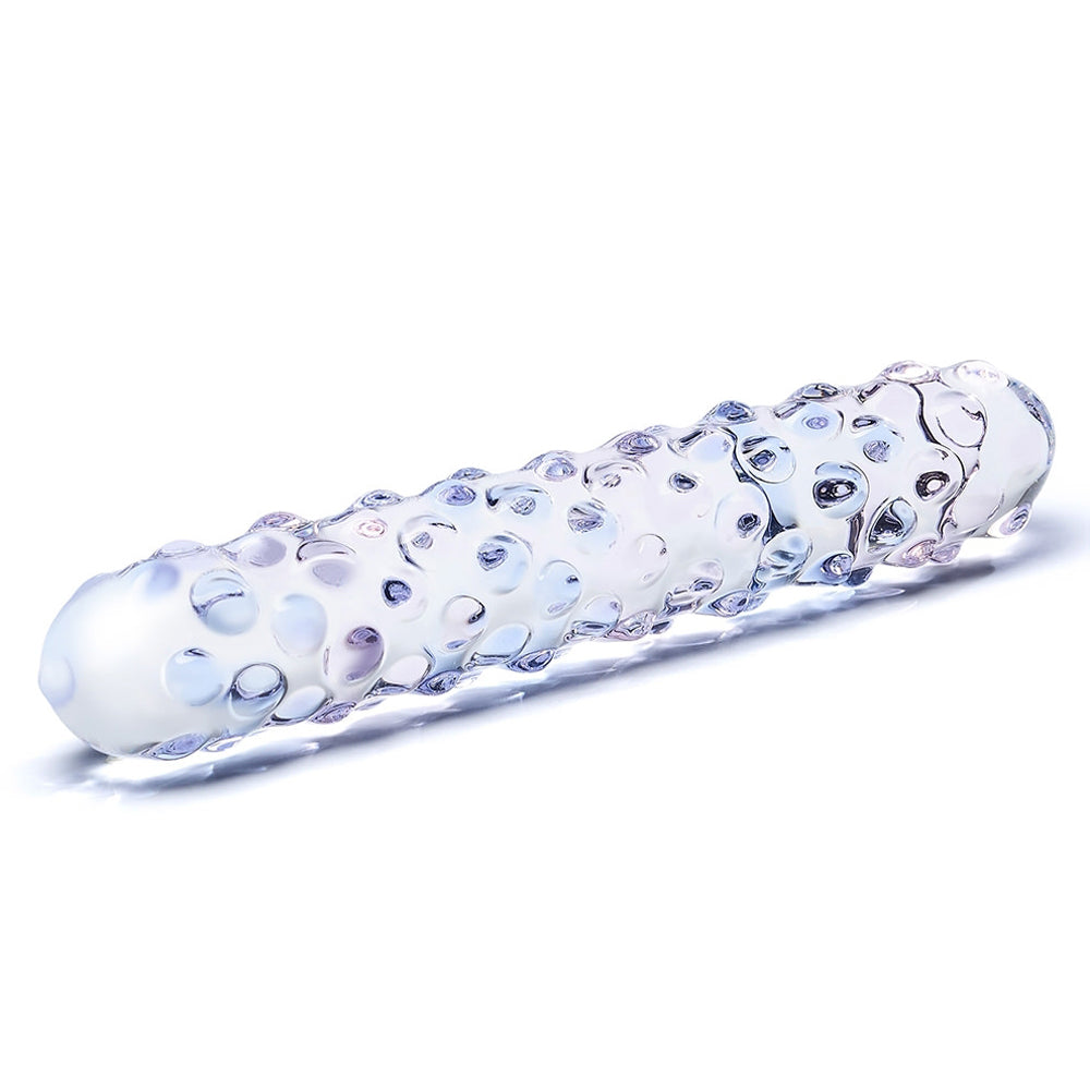 Glas Purple Rose Nubby Glass Dildo 9"