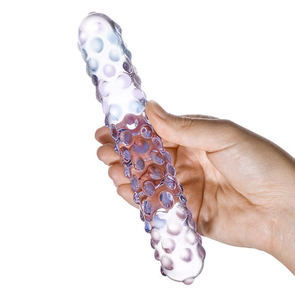 Glas Purple Rose Nubby Glass Dildo 9"