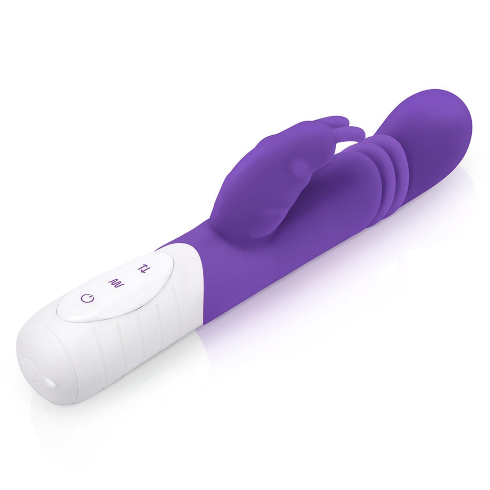 Rabbit Essentials Thrusting Slim Shaft Rabbit Vibrator Purple