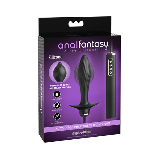 Anal Fantasy Elite Collection Auto Throb Inflatable Vibrating Plug - Black
