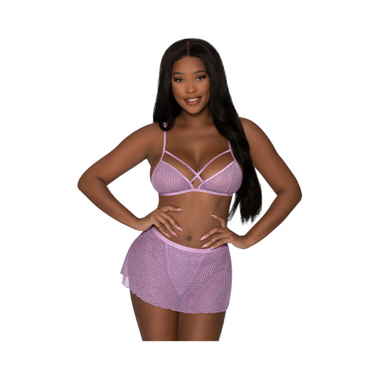 Magic Silk Girl Next Door Bralette W Skirt Lilac S/m