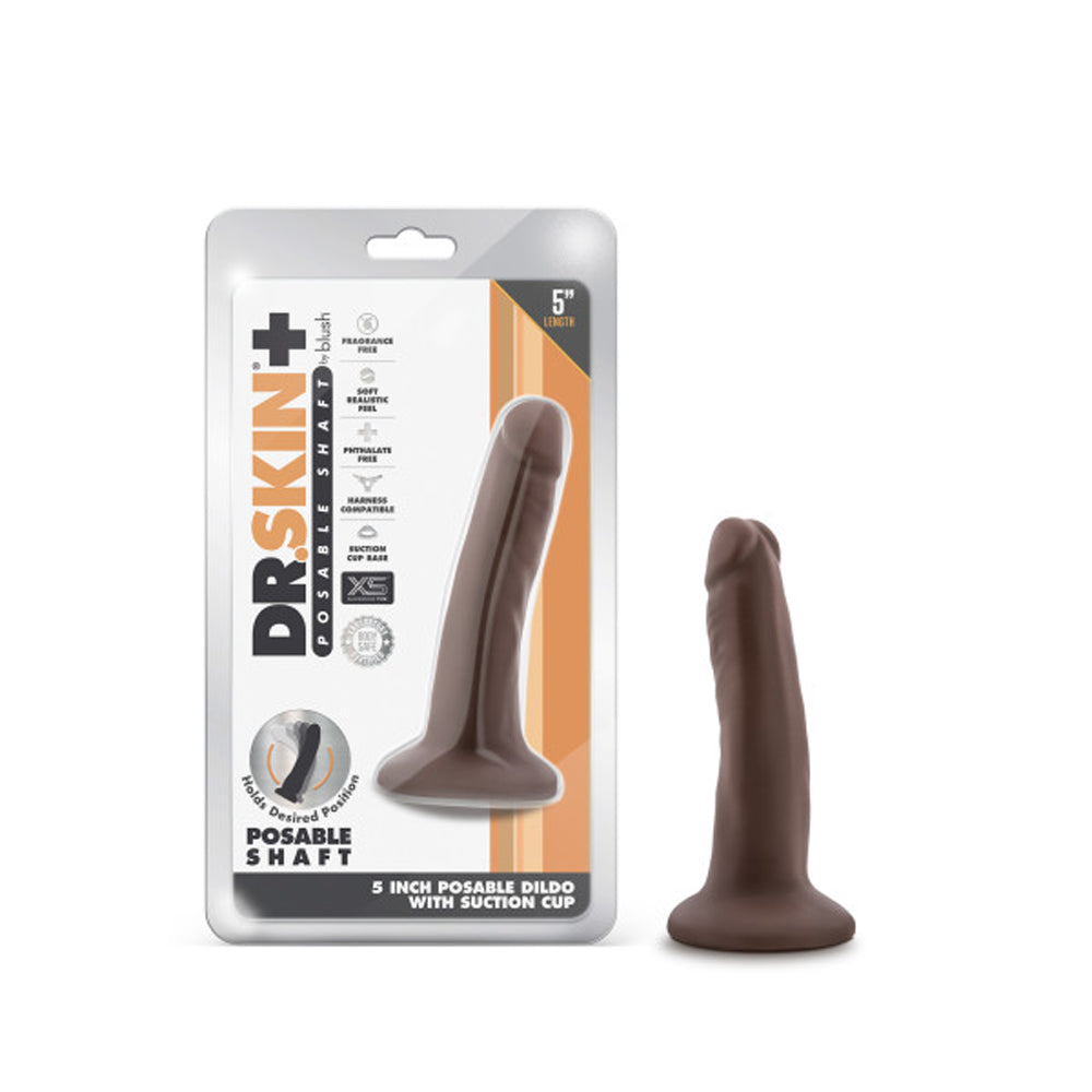 Dr. Skin Plus Posable Dildo 5in Chocolat