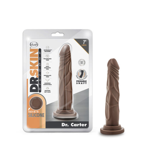 Dr. Skin Dr. Carter Dong With Suction Cup Silicone 7 In. Chocolate