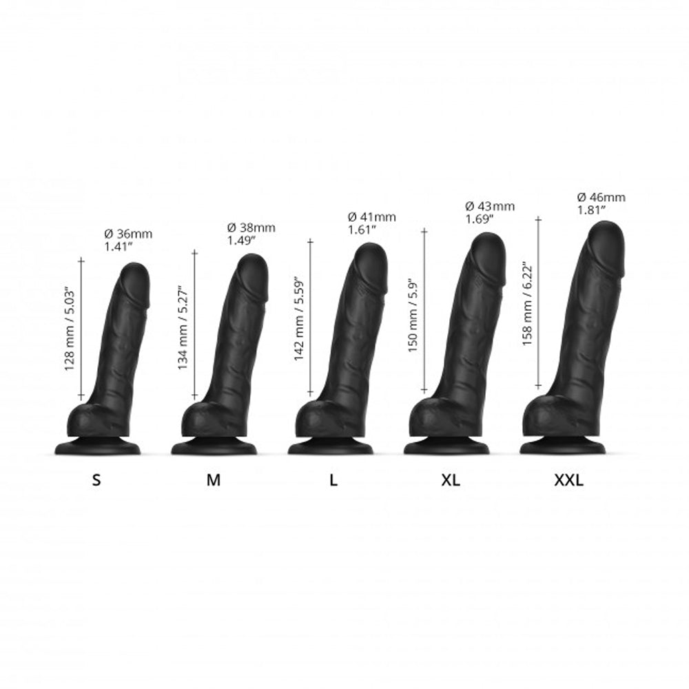 Strap-on-me Sliding Skin Realistic Dual-density Dildo Black Xl