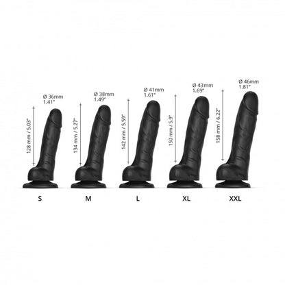 Strap-on-me Sliding Skin Realistic Dual-density Dildo Black Xl