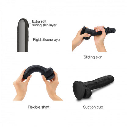 Strap-on-me Sliding Skin Realistic Dual-density Dildo Black Xl