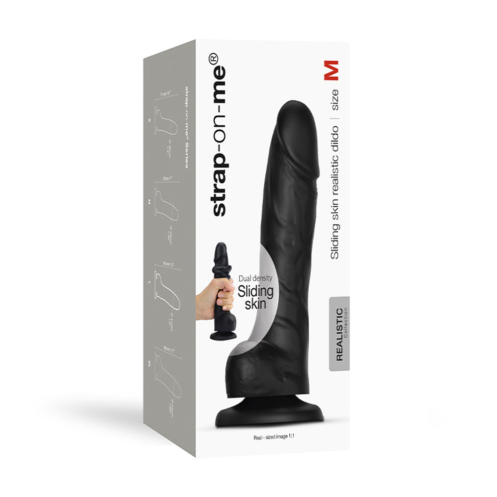 Strap-on-me Sliding Skin Realistic Dual-density Dildo Black M