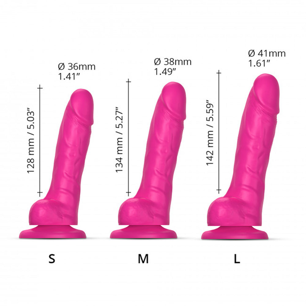 Strap-on-me Sliding Skin Realistic Dual-density Dildo Dual Fuchsia  L