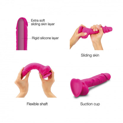 Strap-on-me Sliding Skin Realistic Dual-density Dildo Dual Fuchsia  L