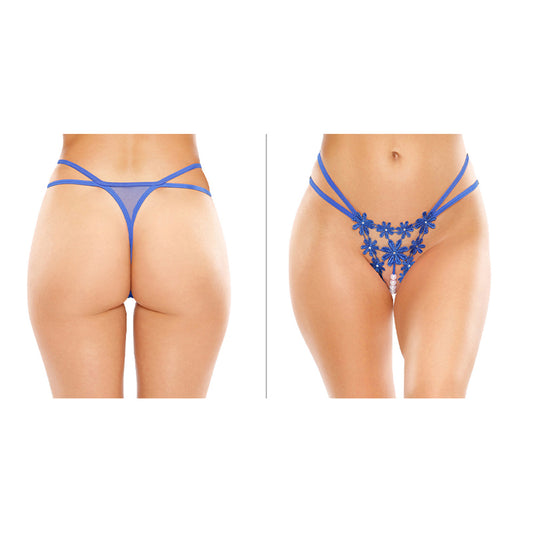 Aster  Flower Pearl Thong Blue L/XL