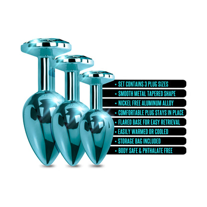 Nixie Metal Butt Plugtrainerset 3-piece Blue Metallic