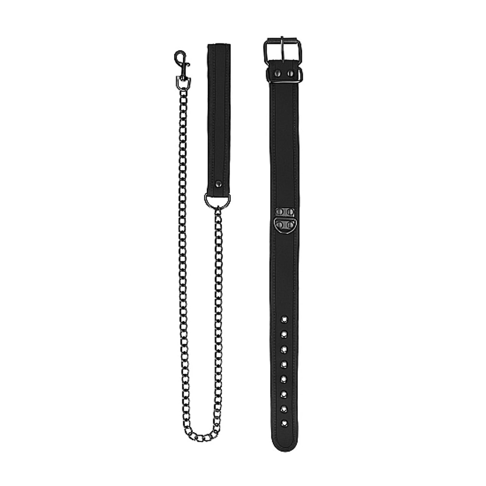 Puppy Play Neoprene Collar With Leash Black