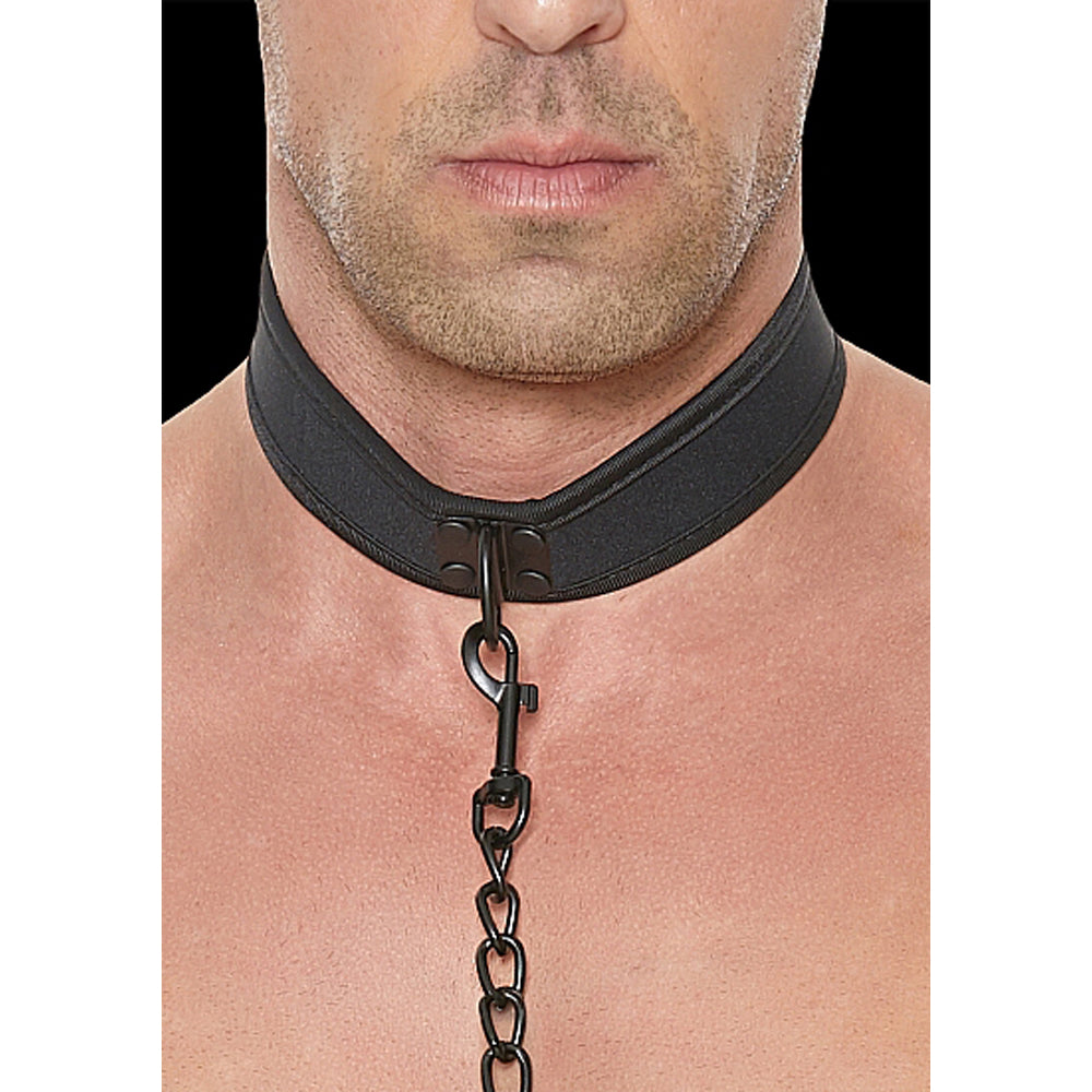 Puppy Play Neoprene Collar With Leash Black