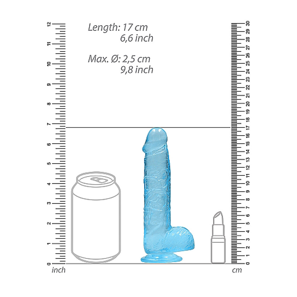 Realrock Crystal Clear Realistic Dildo With Balls 6 In. Blue