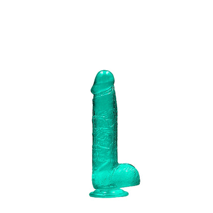 Realrock Crystal Clear Realistic Dildo With Balls 6 In. Turquoise