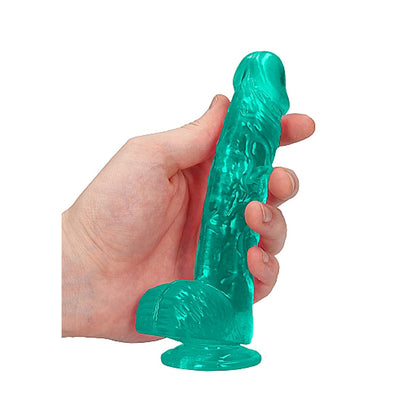 Realrock Crystal Clear Realistic Dildo With Balls 6 In. Turquoise