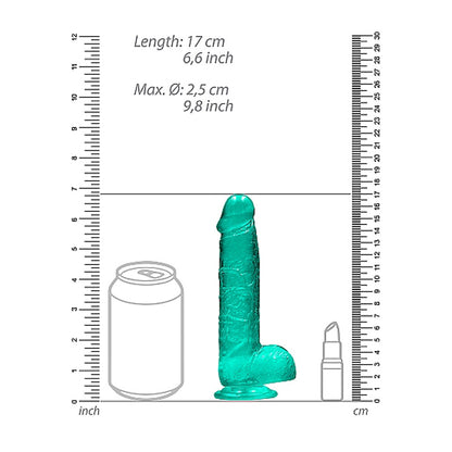 Realrock Crystal Clear Realistic Dildo With Balls 6 In. Turquoise