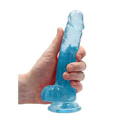 Realrock Crystal Clear Realistic Dildo With Balls 7 In. Blue