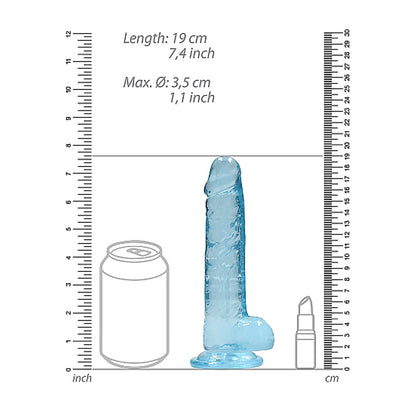 Realrock Crystal Clear Realistic Dildo With Balls 7 In. Blue