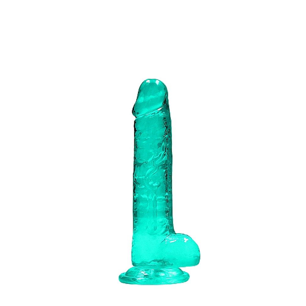 Realrock Crystal Clear Realistic Dildo With Balls 7 In. Turquoise