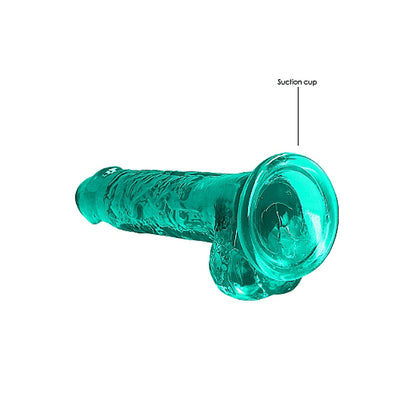 Realrock Crystal Clear Realistic Dildo With Balls 7 In. Turquoise