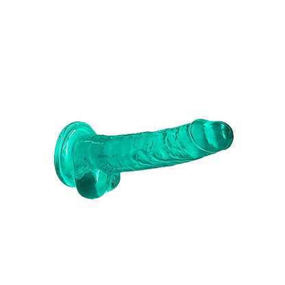 Realrock Crystal Clear Realistic Dildo With Balls 7 In. Turquoise