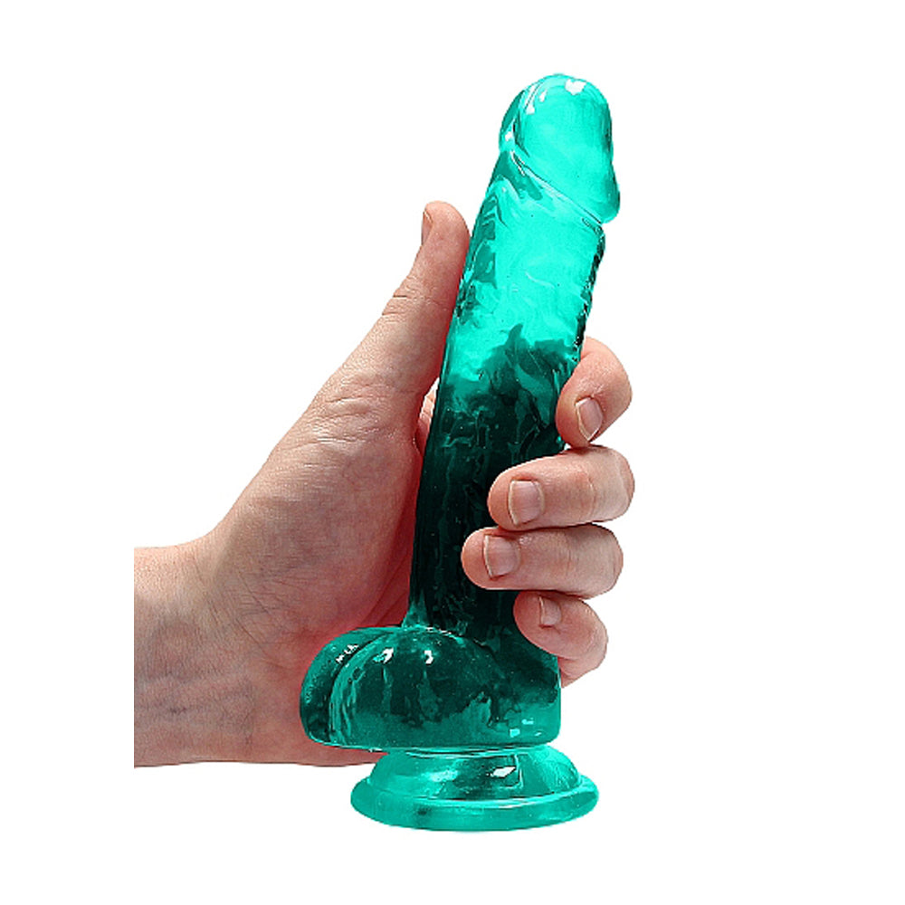 Realrock Crystal Clear Realistic Dildo With Balls 7 In. Turquoise