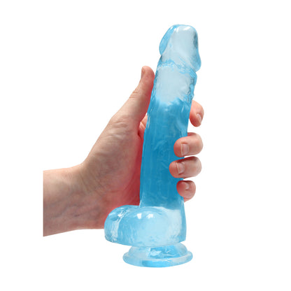 Realrock Crystal Clear Realistic Dildo With Balls 8 In. Blue