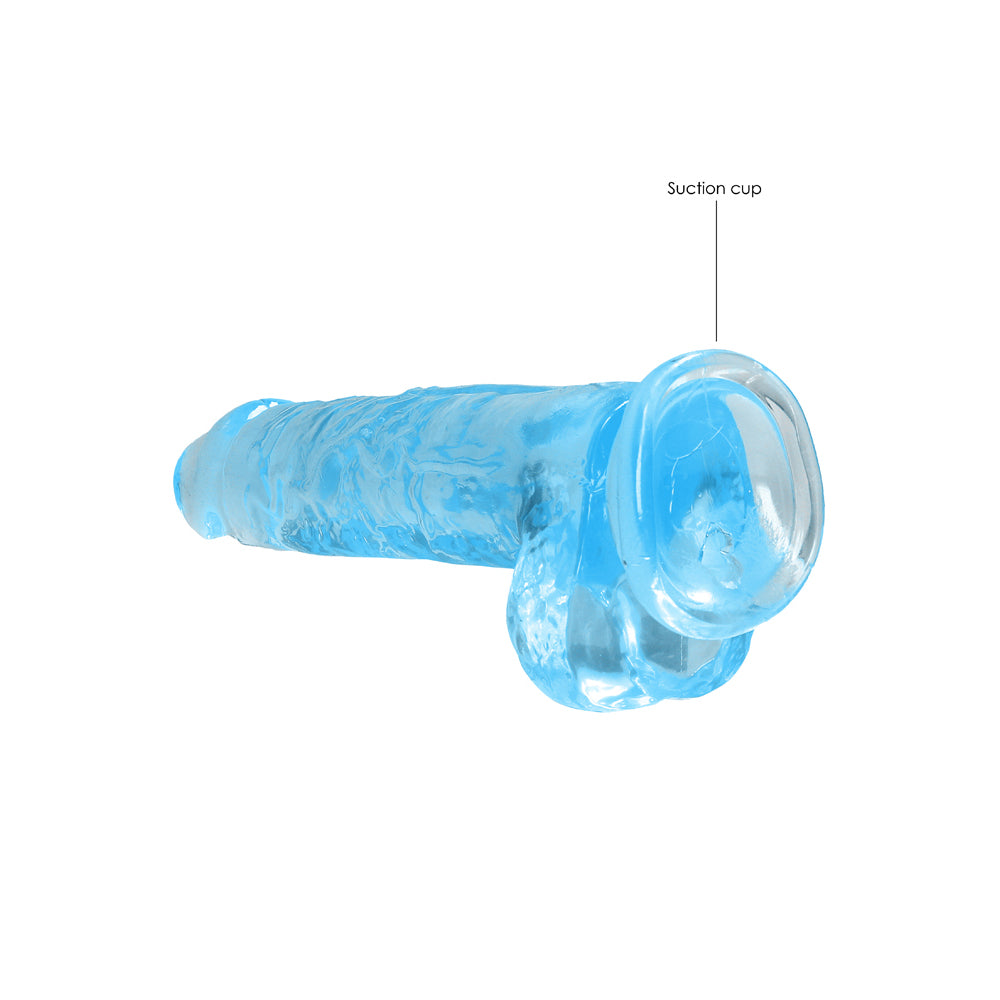 Realrock Crystal Clear Realistic Dildo With Balls 8 In. Blue