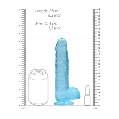 Realrock Crystal Clear Realistic Dildo With Balls 8 In. Blue