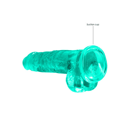 Realrock Crystal Clear Realistic Dildo With Balls 8 In. Turquoise