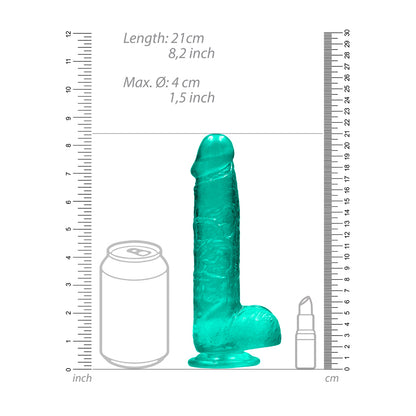 Realrock Crystal Clear Realistic Dildo With Balls 8 In. Turquoise