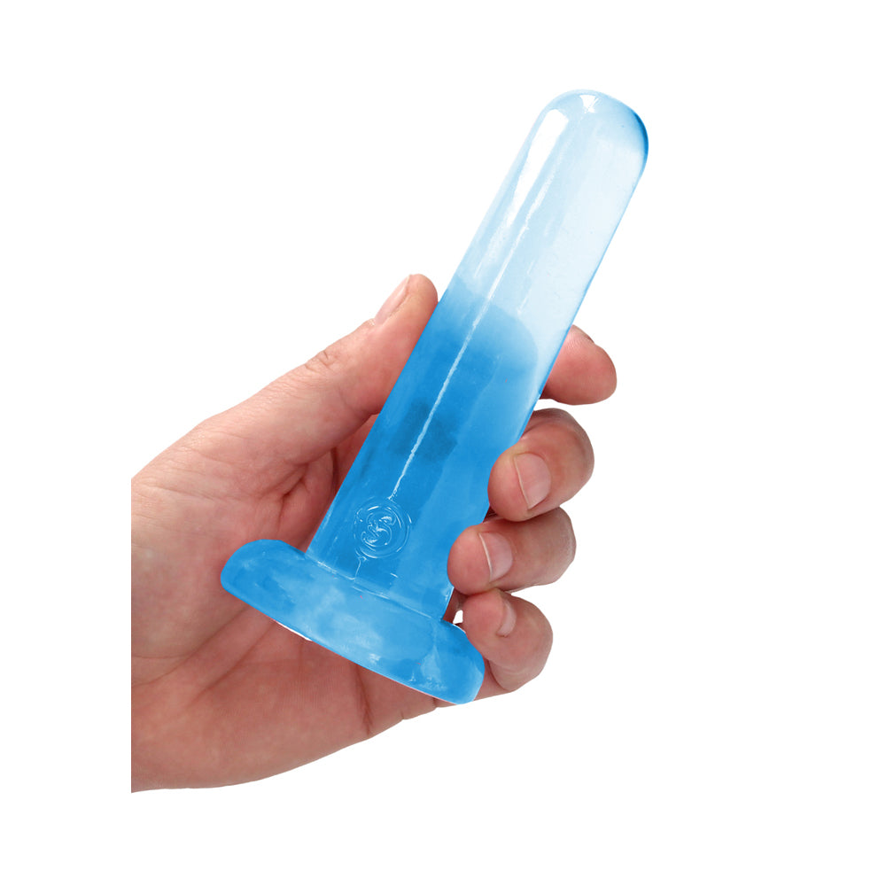 Realrock Crystal Clear Non-realistic Dildo With Suction Cup 5.3 In.  Blue