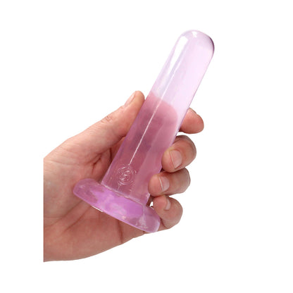 Realrock Crystal Clear Non-realistic Dildo With Suction Cup 5.3 In. Pink