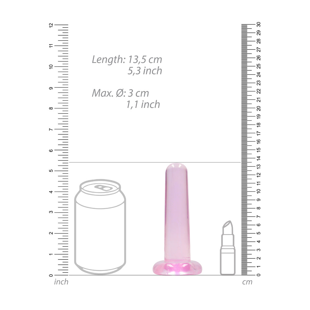 Realrock Crystal Clear Non-realistic Dildo With Suction Cup 5.3 In. Pink