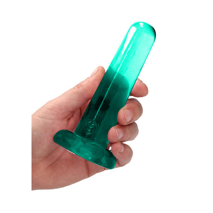 Realrock Crystal Clear Non-realistic Dildo With Suction Cup 5.3 In. Turquoise