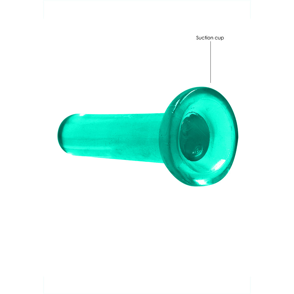 Realrock Crystal Clear Non-realistic Dildo With Suction Cup 5.3 In. Turquoise