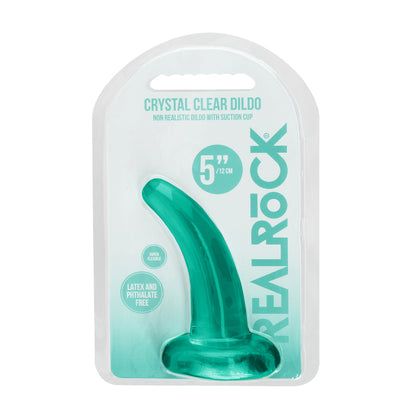 Realrock Crystal Clear Non-realistic Dildo With Suction Cup 4.5 In. Turquoise