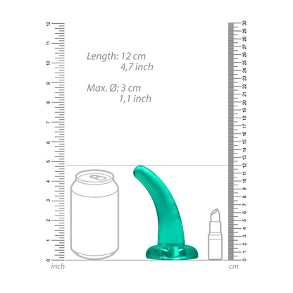 Realrock Crystal Clear Non-realistic Dildo With Suction Cup 4.5 In. Turquoise