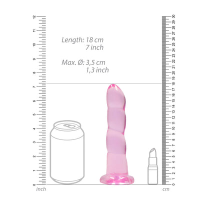 Realrock Crystal Clear Non-realistic Dildo With Suction Cup 7 In. Pink