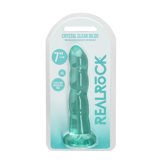 Realrock Crystal Clear Non-realistic Dildo With Suction Cup 7 In. Turquoise